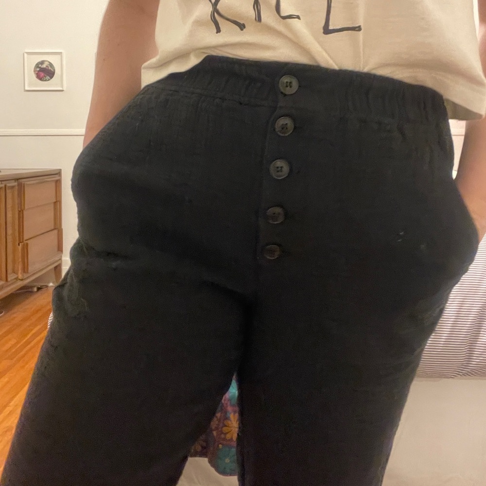 Madewell Black Straight-Leg Button-Front Pants
